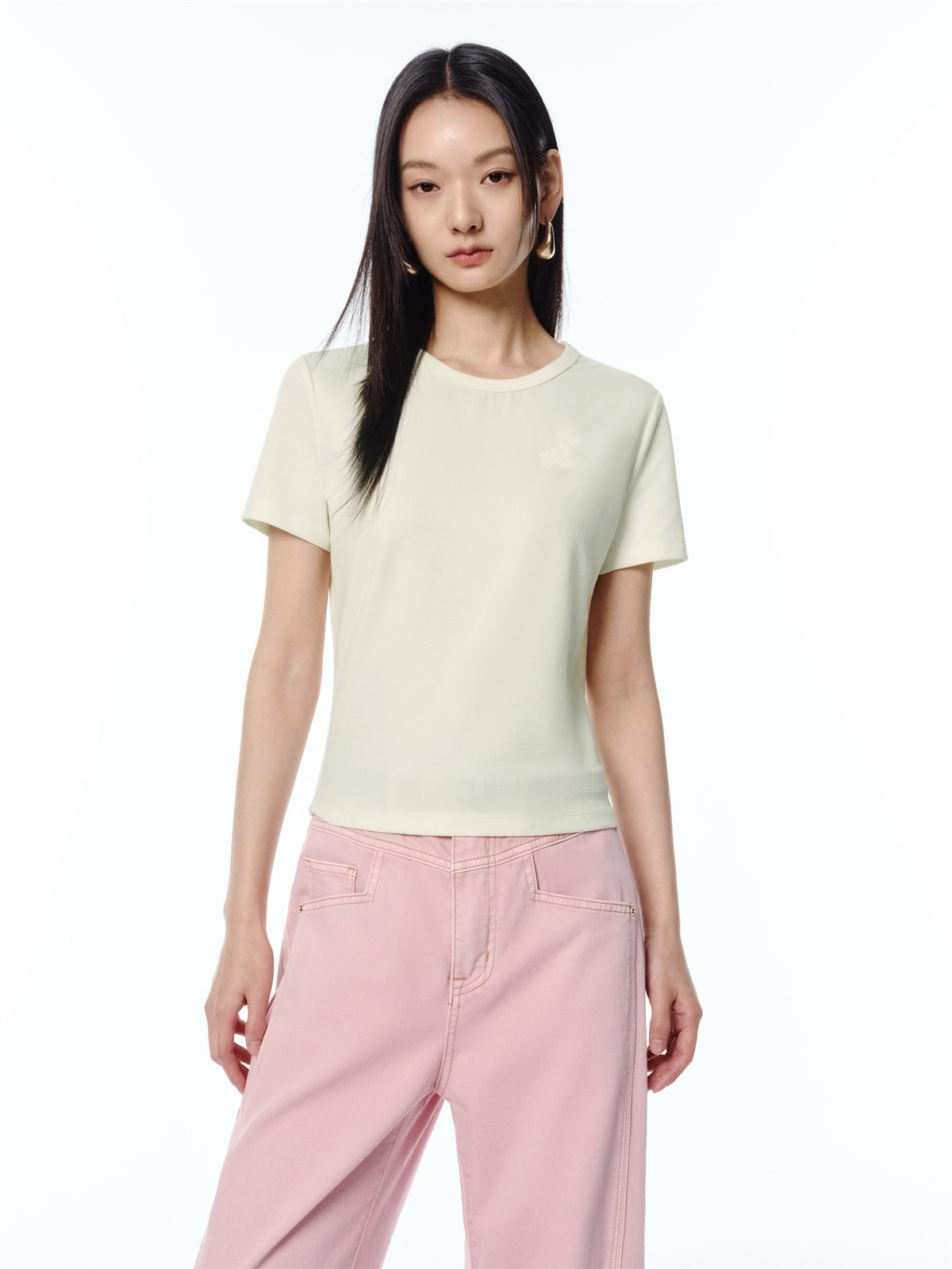 Women's Sequin-Embroidered Cropped T-Shirt