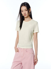 Women's Sequin-Embroidered Cropped T-Shirt