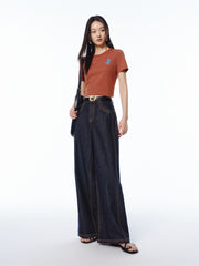 Women's Sequin-Embroidered Cropped T-Shirt