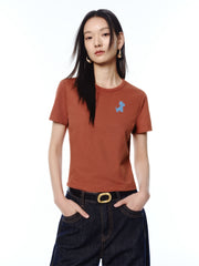 Women's Sequin-Embroidered Cropped T-Shirt