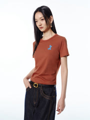 Women's Sequin-Embroidered Cropped T-Shirt
