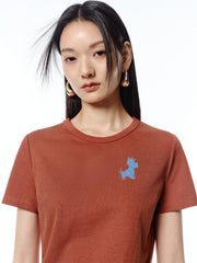 Women's Sequin-Embroidered Cropped T-Shirt