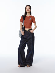 Women's Sequin-Embroidered Cropped T-Shirt