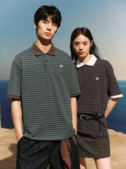 Men's Vintage Striped Cotton Polo Shirt