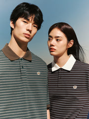 Men's Vintage Striped Cotton Polo Shirt