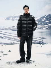Men's Glossy Hooded Goose Down Jacket