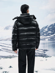 Men's Glossy Hooded Goose Down Jacket