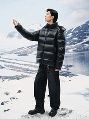 Men's Glossy Hooded Goose Down Jacket