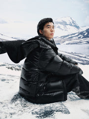Men's Glossy Hooded Goose Down Jacket