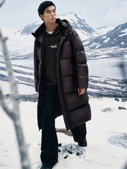 Men's Long Hooded Ultra-Warm Down Coat