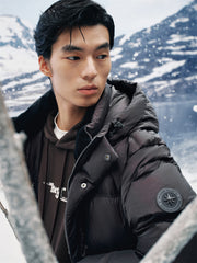 Men's Long Hooded Ultra-Warm Down Coat