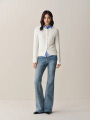Women's Slim-Fit Cable-Knit Cardigan