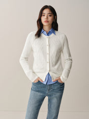 Women's Slim-Fit Cable-Knit Cardigan