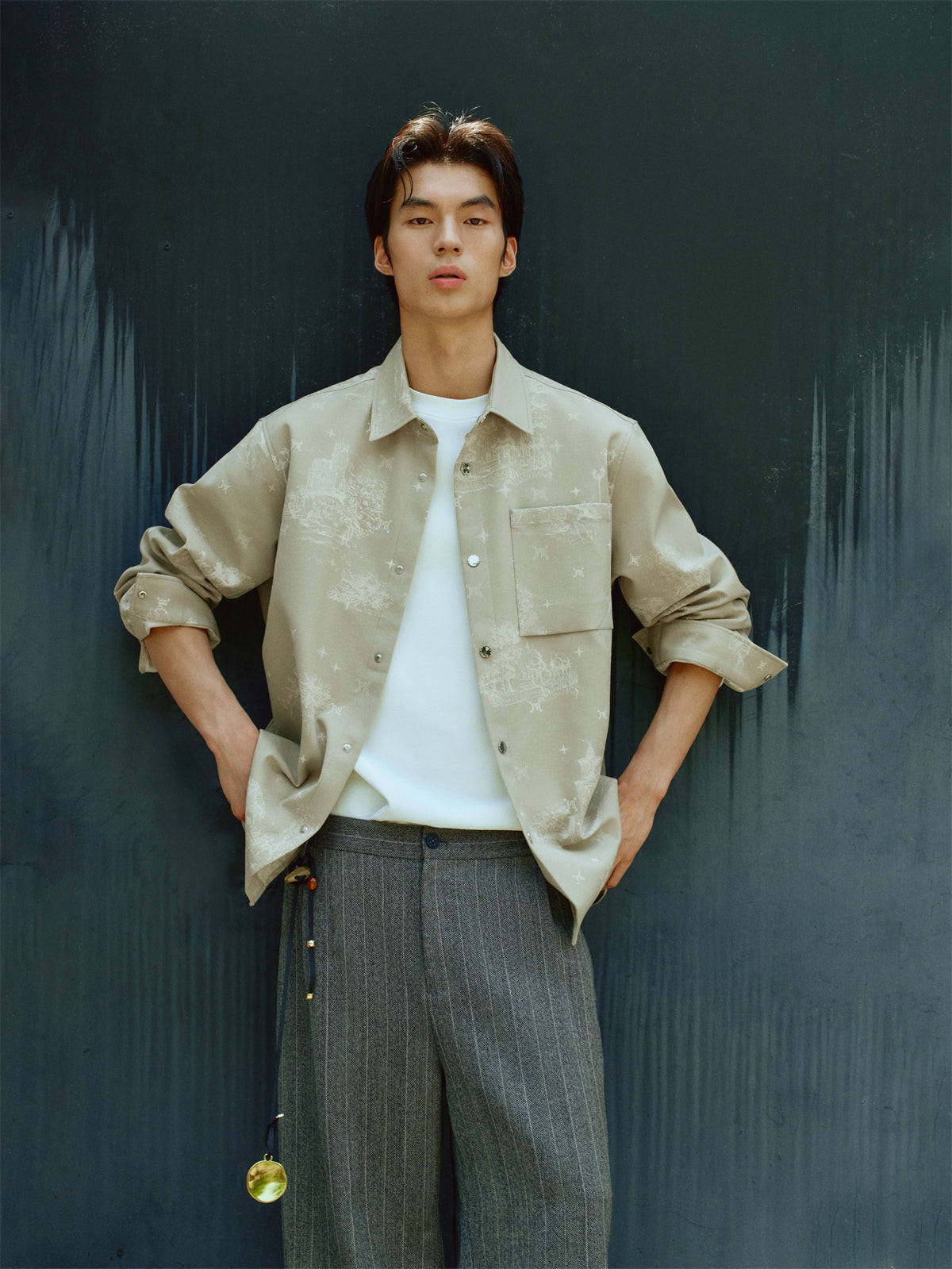 Men's Allover Jacquard Long-Sleeve Shirt