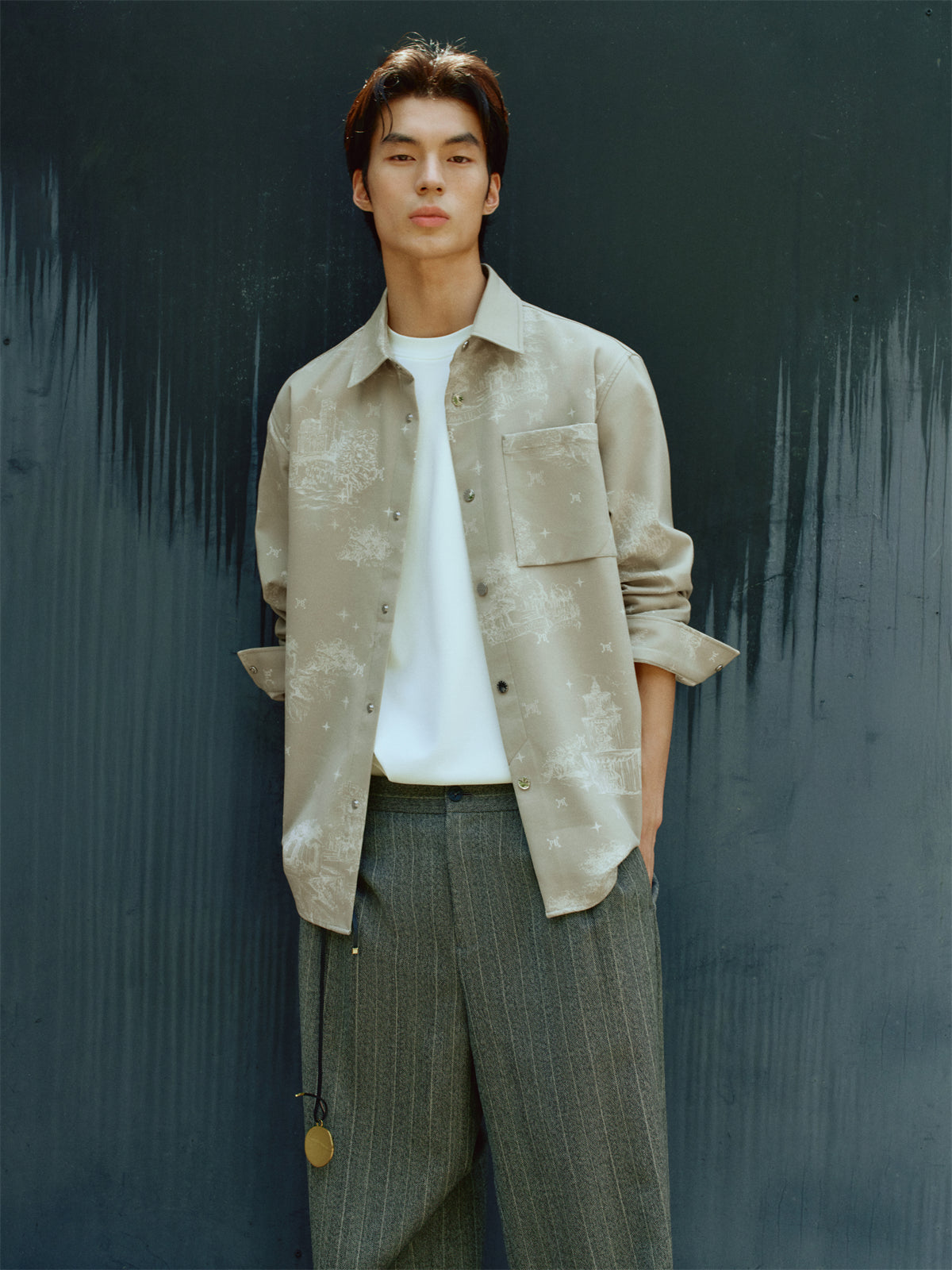 Men's Allover Jacquard Long-Sleeve Shirt