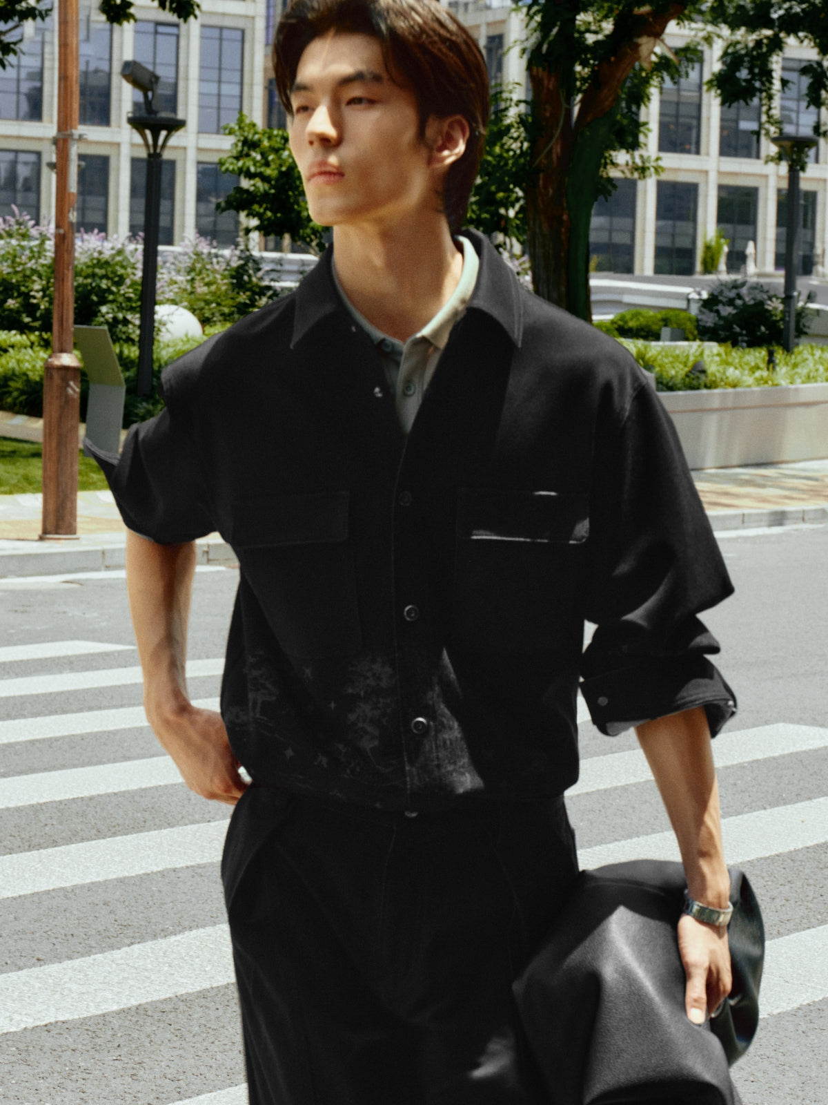 Men's Printed Denim Shirt