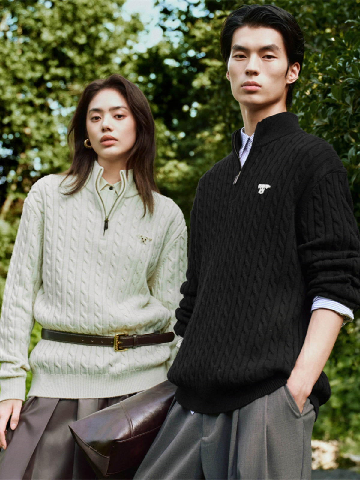 Men's Wool-Blend Cable Knit Textured Sweater