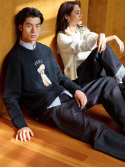 Men's Beige Textured Jacquard Sweater