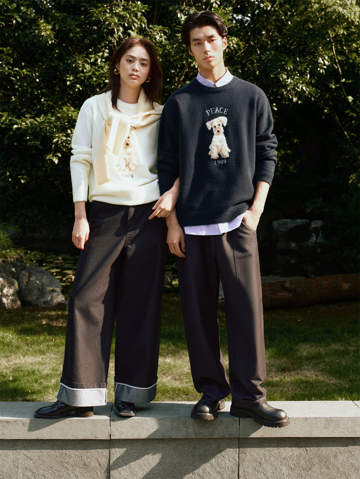 Men's Relaxed Fit Textured Jacquard Sweater
