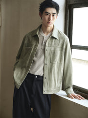 Men's Faux Suede Textured Jacquard Jacket