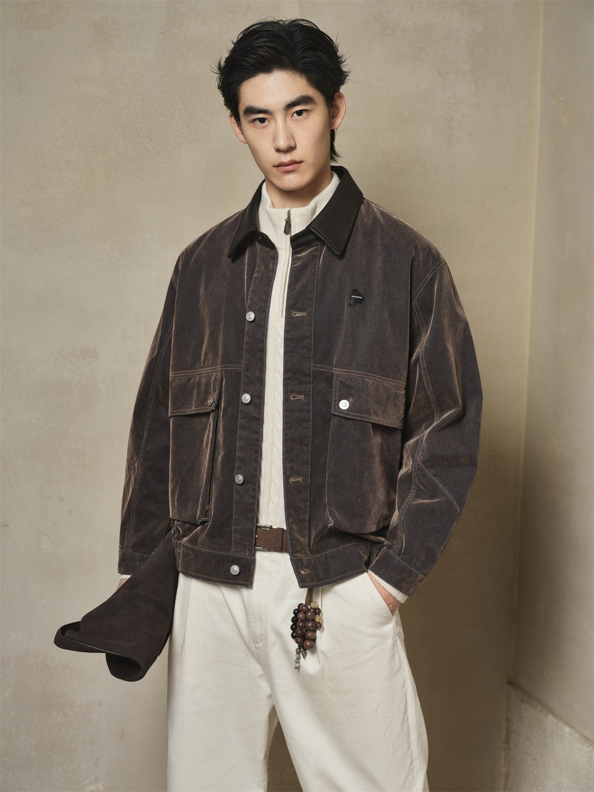 Men's Barn-Style Faux Denim Jacket