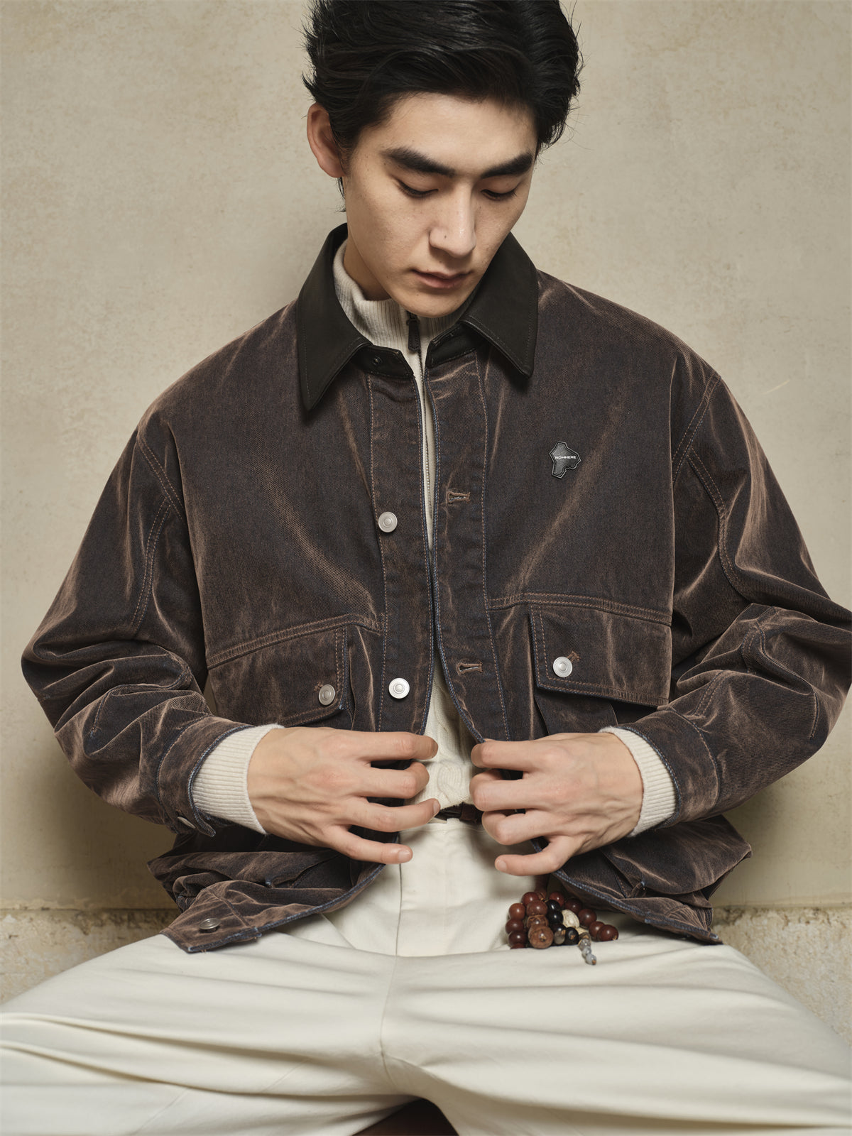 Men's Barn-Style Faux Denim Jacket