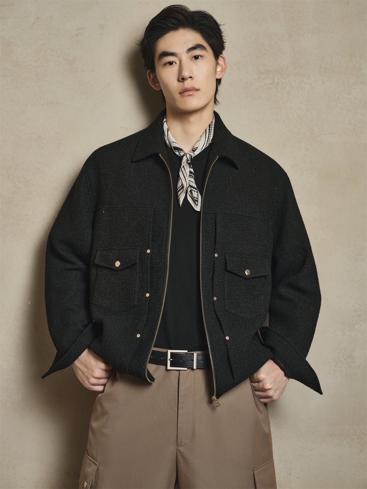 Men's Metallic Tweed Textured Commuter Jacket