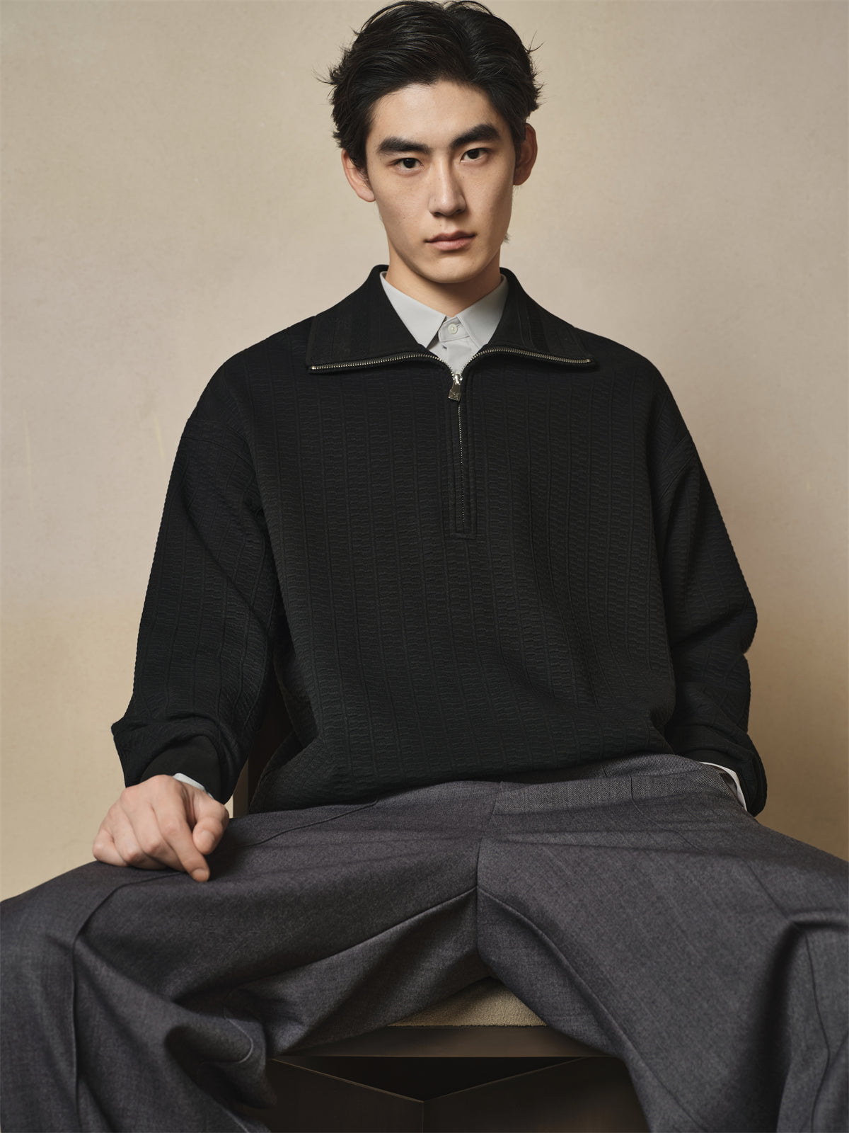 Men's Allover Jacquard Pullover Sweatshirt