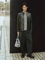 Men's Stand-Collar Moto Leather Jacket