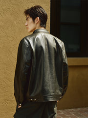 Men's Stand-Collar Moto Leather Jacket