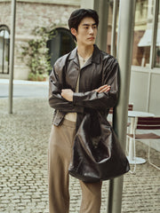 Men's Short Brown Leather Jacket