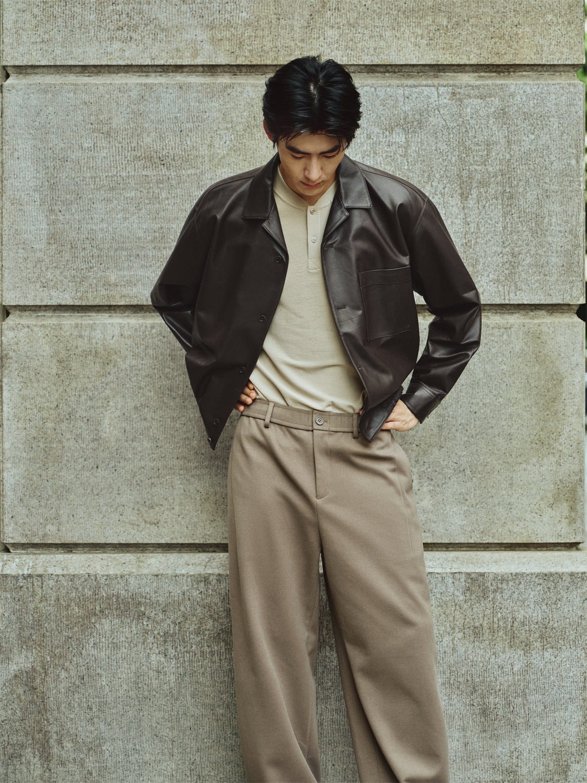 Men's Short Brown Leather Jacket