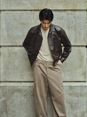 Men's Short Brown Leather Jacket