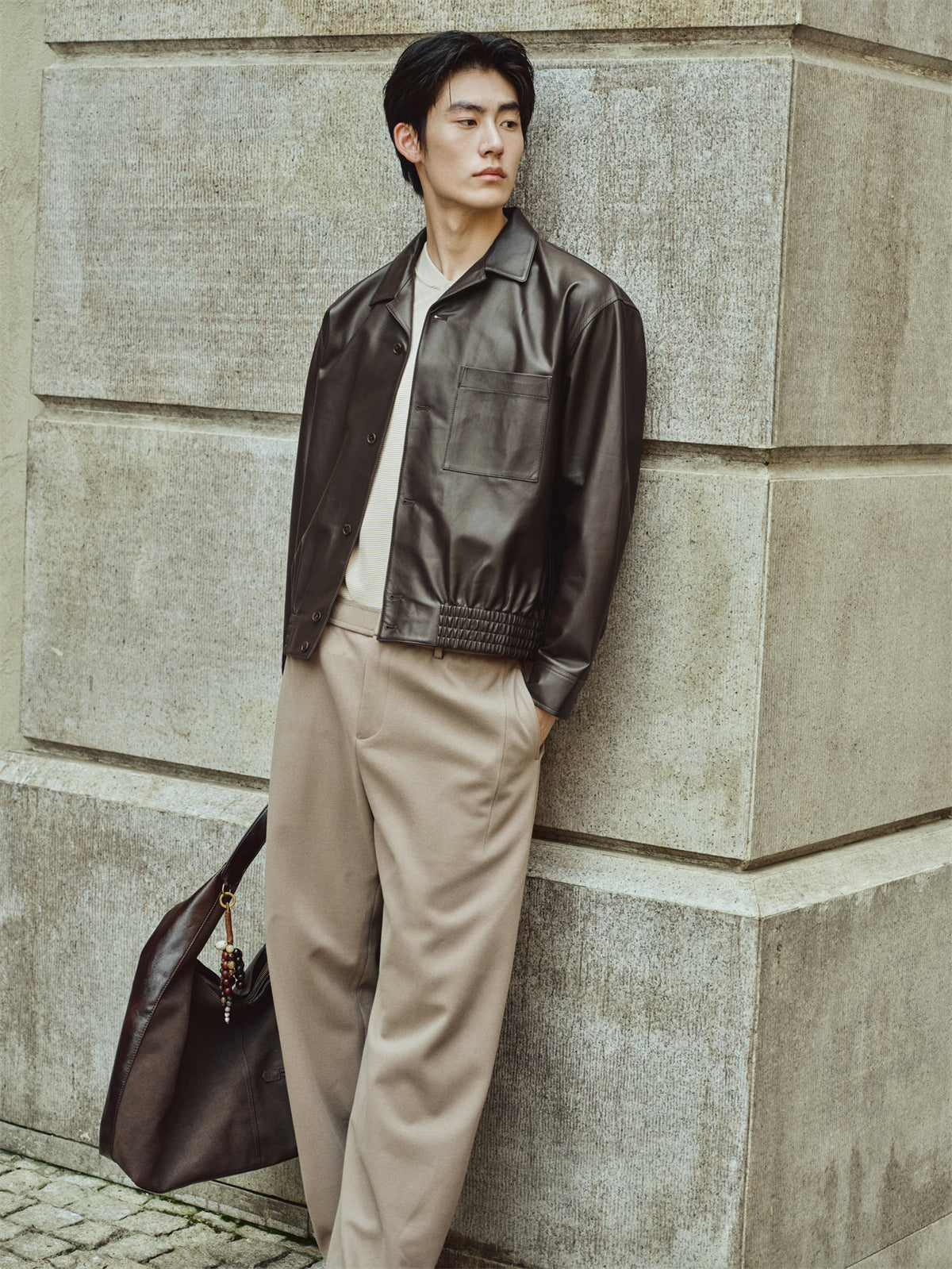 Men's Short Brown Leather Jacket