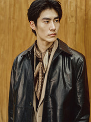 Men's Mid-Length Trench-Style Leather Coat