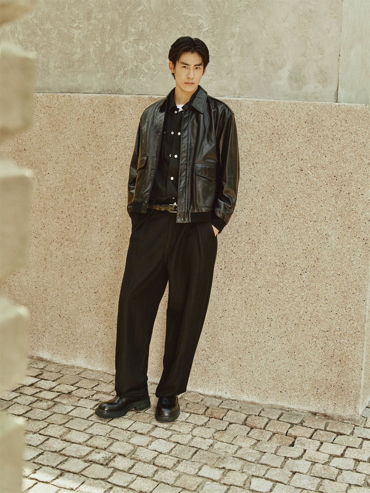 Men's Waxed Leather Bomber Jacket