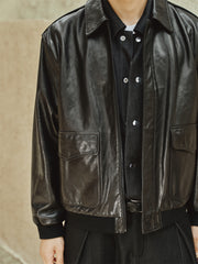Men's Waxed Leather Bomber Jacket