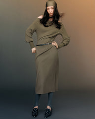 Women's Off-Shoulder Long-Sleeve Knit Dress