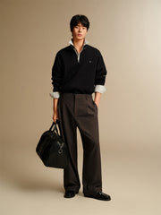 Men's Cable-Textured Half-Zip Sweatshirt