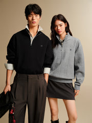 Men's Cable-Textured Half-Zip Sweatshirt