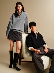 Men's Cable-Textured Half-Zip Sweatshirt