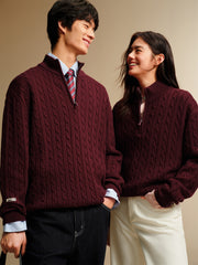 Men's Half-Zip Cable-Knit Sweater