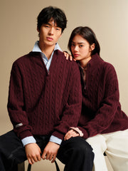 Men's Half-Zip Cable-Knit Sweater