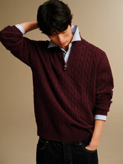 Men's Half-Zip Cable-Knit Sweater