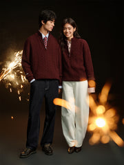 Men's Half-Zip Cable-Knit Sweater