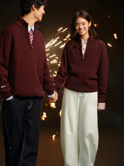 Men's Half-Zip Cable-Knit Sweater