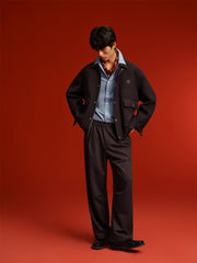 Men's Burgundy Tweed-Texture Tailored Jacket