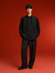 Men's Textured Jacquard Shirt with Frog Buttons