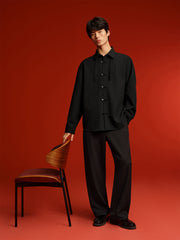 Men's Textured Jacquard Shirt with Frog Buttons