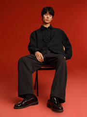 Men's Textured Jacquard Shirt with Frog Buttons
